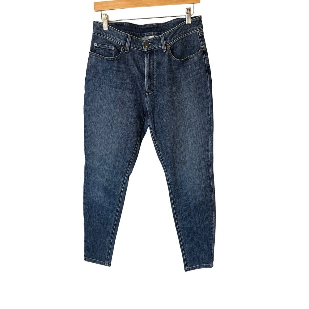 LL Bean Women’s Jeans 12 Blue BeanFlex Mid Rise Skinny Favorite Fit EUC